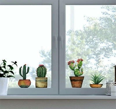 Fenstersticker Fensterbilder Fenster Aufkleber Kaktus Kakteen Blumentopf - Bild 1 von 3
