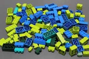 LEGO System 100 Basic Bausteine Basicsteine einreihig zweireihig blau grün #4130 - Bild 1 von 1