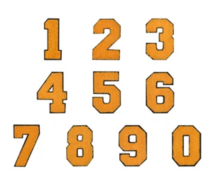 4" Yellow Varsity Numbers Chenille Iron-on Patch - Picture 1 of 11