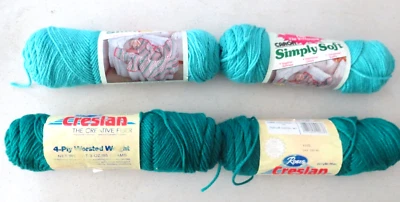 4 Skein Acrylic Yarn Lot NEW Blue Aqua Caron & Creslan Brands 4-Ply - Image 1 of 4