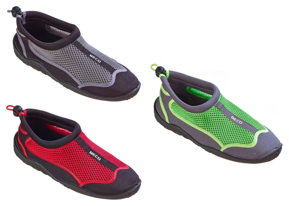 BECO Unisex Wasserschuhe Surfschuhe Badeschuhe neopren rot / grün / silber 36-47