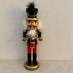 Nutcracker 9.5”H Red-Multicolored Wood Drummer Vintage Excellent Condition - Picture 1 of 13