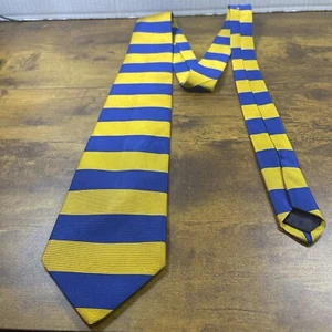 BROOKS BROTHERS Repp Tie Silk 56” Yellow & Blue Striped - Picture 1 of 9