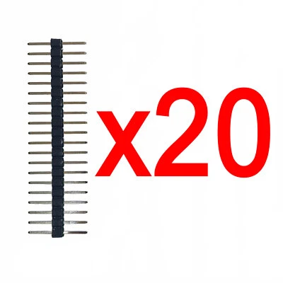 Symmetrical 6.25mm Dual-End Pins 2.54mm Male M-M Header Strip 20-Pin Single Row - Image 1 of 4