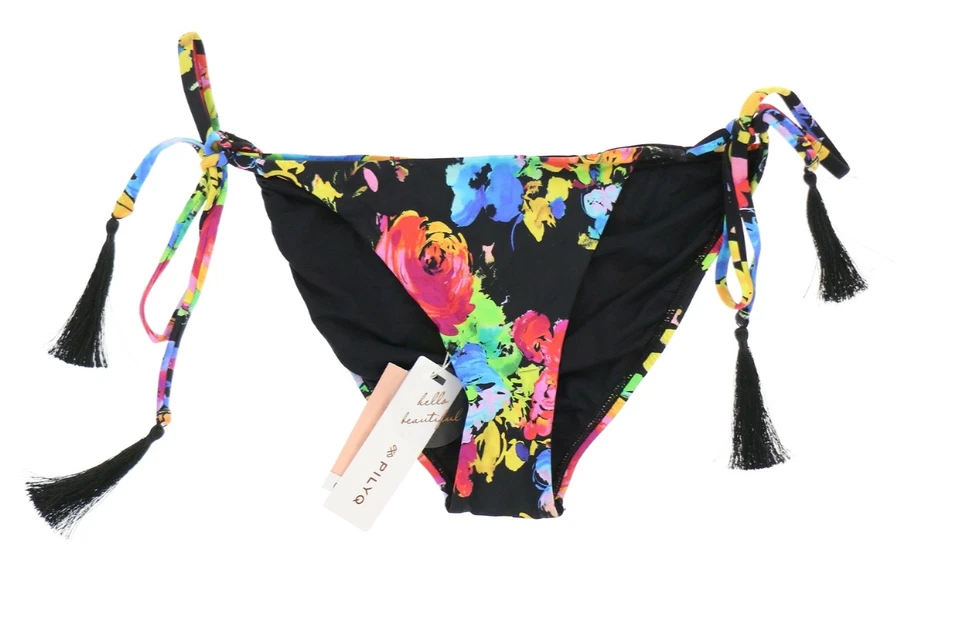 Traje de baño inferior de bikini negro y flover para mujer PilyQ 267791 talla S Foto 1 de 2