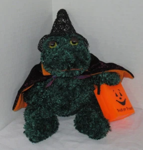 Russ Berrie Halloween glitter green Frog COUNT 10" with cape hat trick or treat - Picture 1 of 9
