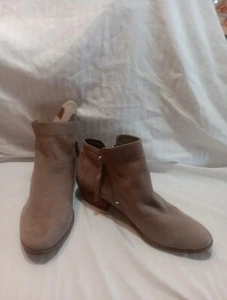 Sam Edelman Packer Taupe Tan Nubuck Leather Bootie Ankle Boots Women's 10 W - Picture 1 of 15