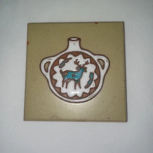 CLEO TEISSEDRE SOUTHWESTERN DOUBLE HANDLE VASE COASTER TRIVET WALL PLAQUE TILE 4 - Picture 1 of 2