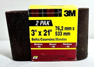 3M 2 Pak 3" x 21" Sanding Belt Medium 80 Grit - Picture 1 of 3