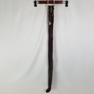 Michael Kors Womens Braided Leather Belt MK Logo Buckle Silver Size S Brown - Image 1 of 4