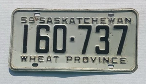 Single 1959 SASKATCHEWAN Canada License Plate #160-737 WHEAT PROVINCE 1/2 - Picture 1 of 2