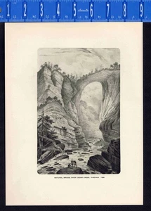 Natural Bridge Over Cedar Creek, Virginia, from 1826 Sketch - Vintage Print - Bild 1 von 1