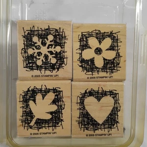 Vintage 2005 Made From Scratch 4pc Used Stamps Stamp Set Heart Leaf Snow Flower - Picture 1 of 3