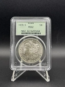 Dólar de plata Morgan 1878-S graduado graduación profesional MS 62 - ¡¡BUEN TONO!! - SOPORTE VERDE ANTIGUO - Imagen 1 de 4