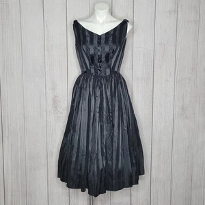 Vintage 50s Black Striped Cocktail Party Dress by Lanz Original - Picture 1 of 7
