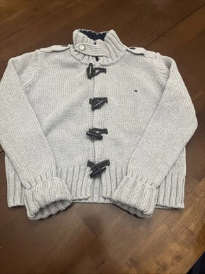 Suéter Tommy Hilfiger para niño gris talla pequeña 8-10 cierre a presión con palancas Foto 1 de 4