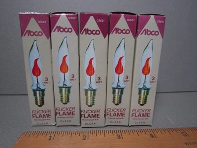 ЛОТ ИЗ 5 лампочек Flicker Flame 3 Вт Abco 3661 канделябр с прозрачным наконечником пламени 1500 часов - Изображение 1 из 4