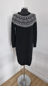 The White Company fair isle jumper dress size 10 black white Christmas wool - Picture 1 of 7