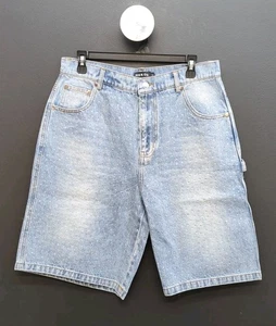 Heroz Retro Embroidered Back Pockets H Star Denim Shorts Jorts Size 32 Blue - Picture 1 of 9