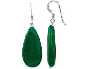 Green Jade Earrings in Sterling Silver - Picture 1 of 4