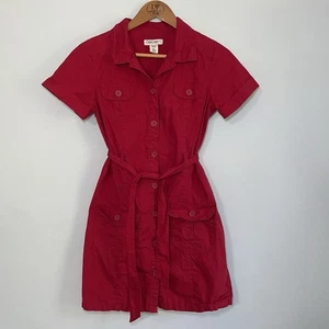Vintage Youth XL 14/16 Dress Cherokee Red Button Down Belt 90s 80s Kids Girls - Picture 1 of 9