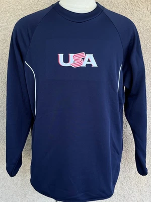 Majestic ThermaBase USA Team Olympics Baseball Navy Pullover Sweater Men's Large - Image 1 of 4