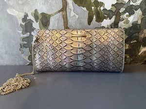 Brahmin Leanna Clutch Crossbody Silver Anaphora Metallic Leather NWOT - Picture 1 of 7