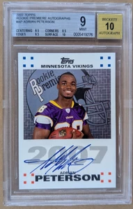 Topps Rookie Premiere Auto 2007 #RPAAP Adrian Peterson-Beckett 9 como nuevo/como nuevo 10 - Imagen 1 de 2