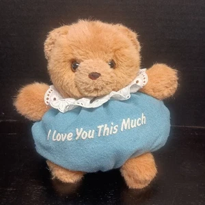 Vintage Russ Berrir Plush Chubby 6" Message Bear "I Love You This Much"  - Picture 1 of 6
