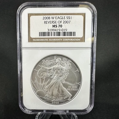 2008 W EAGLE S$1 BURNISHED SILVER EAGLE REVERSE OF 2007 NGC MS 70 - Image 1 of 4