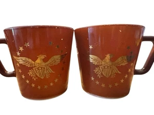 Vintage Pyrex American Federal Eagle Coffee Two Mugs Federal eagle Milk Glass - Picture 1 of 8