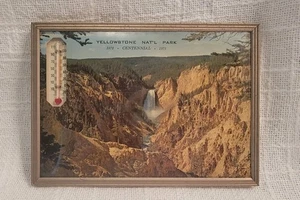 Yellowstone National Park Centennial Picture With Thermometer Framed Vintage - Picture 1 of 8