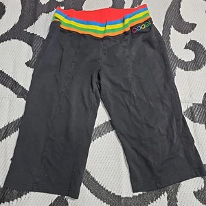 COOGI Black Rainbow Waistband Cropped Sweatpants Size Medium - Picture 1 of 7