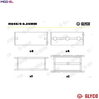 CRANKSHAFT BEARING H046/5 0.25mm +0.25mm FOR B4204T11/4204T9/4204T27 2.0L 4cyl - Image 1 of 4