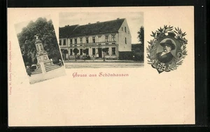 Ansichtskarte Schönhausen, Denkmal, Gebäude, Bismarck-Portrait  - Picture 1 of 2