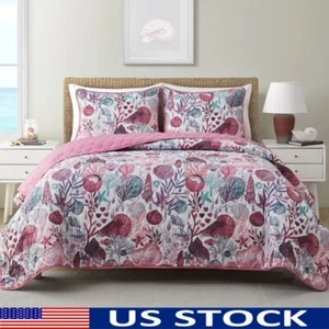 Multicolor Abstract Reversible Quilt Set 3pc King Bed Set Soft Microfiber New - Picture 1 of 6