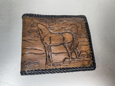 Cartera de hombre Prince Gardner vintage de cuero marrón plegable caballo vaquero punto de látigo Foto 1 de 4