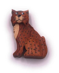Sitzende Katze gepunktet Haustier Stubentiger Handmade Kühlschrankmagnet - Picture 1 of 2