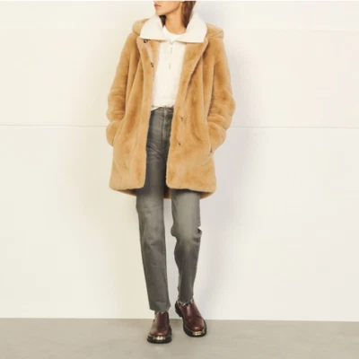 Sandro Paris Women's Coat Size 36 FR / S Faux Fur Overcoat SFPOU00196 - Image 1 of 4