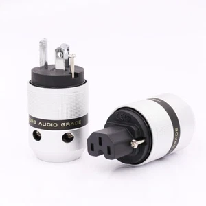 Paar Hi-End Audio rhodiniert US IEC AC Netzstecker HIFI Audio Qualität Kupfer - Bild 1 von 5