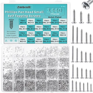 1440 Pcs Mini Screws - Self Tapping Phillip Pan Head Micro Electronic Screws, M1 - Picture 1 of 12