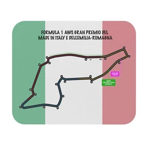 Formula One Mouse Pad for ELL'EMILIA-ROMAGNA Grand Prix track layout and flag. - Picture 1 of 5