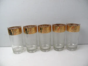 Mid-Century Highball Tumbler Nadelstreifengläser mit dekorativen Golddeckeln Set 5 - Bild 1 von 12