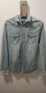 Zara Basics Slim Fit Men's Long Sleeve Jeans Denim Shirt Jacket - Picture 1 of 4