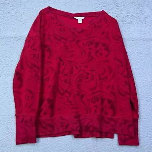 Athleta Coaster Luxe V-Neck Sweatshirt Womens XL Agate Red Paisley Active Lounge - Picture 1 of 10