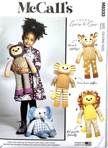 McCalls Muster M8333 21 Zoll Plüschtiere Bär, Giraffe, Affe, Elefant, Löwe - Bild 1 von 2