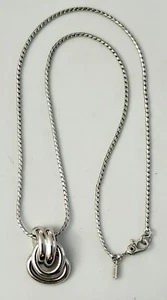 Vintage Monet Abstract Modernist Modern Pendant & 15" Silvertone Necklace Signed - Picture 1 of 6