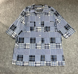 Mainstreet Blues Top Shirt Womens Large Blue Patchwork Cottage Prairie Everyday - Picture 1 of 10