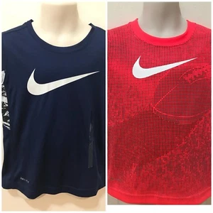 Nike Dri-Fit Boys Binary Blue/Crimson Sz 4 Short Sleeve T-shirt $50 NWT Lot of 2 - Picture 1 of 9