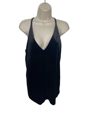 Blusa para mujer H&M talla mediana de terciopelo negro con cuello en V Foto 1 de 4